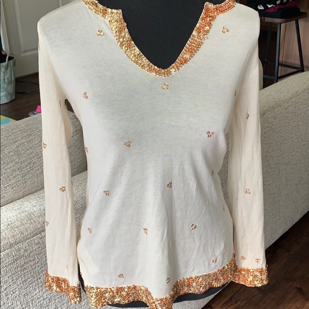 BCBGMaxAzria Sequin Top